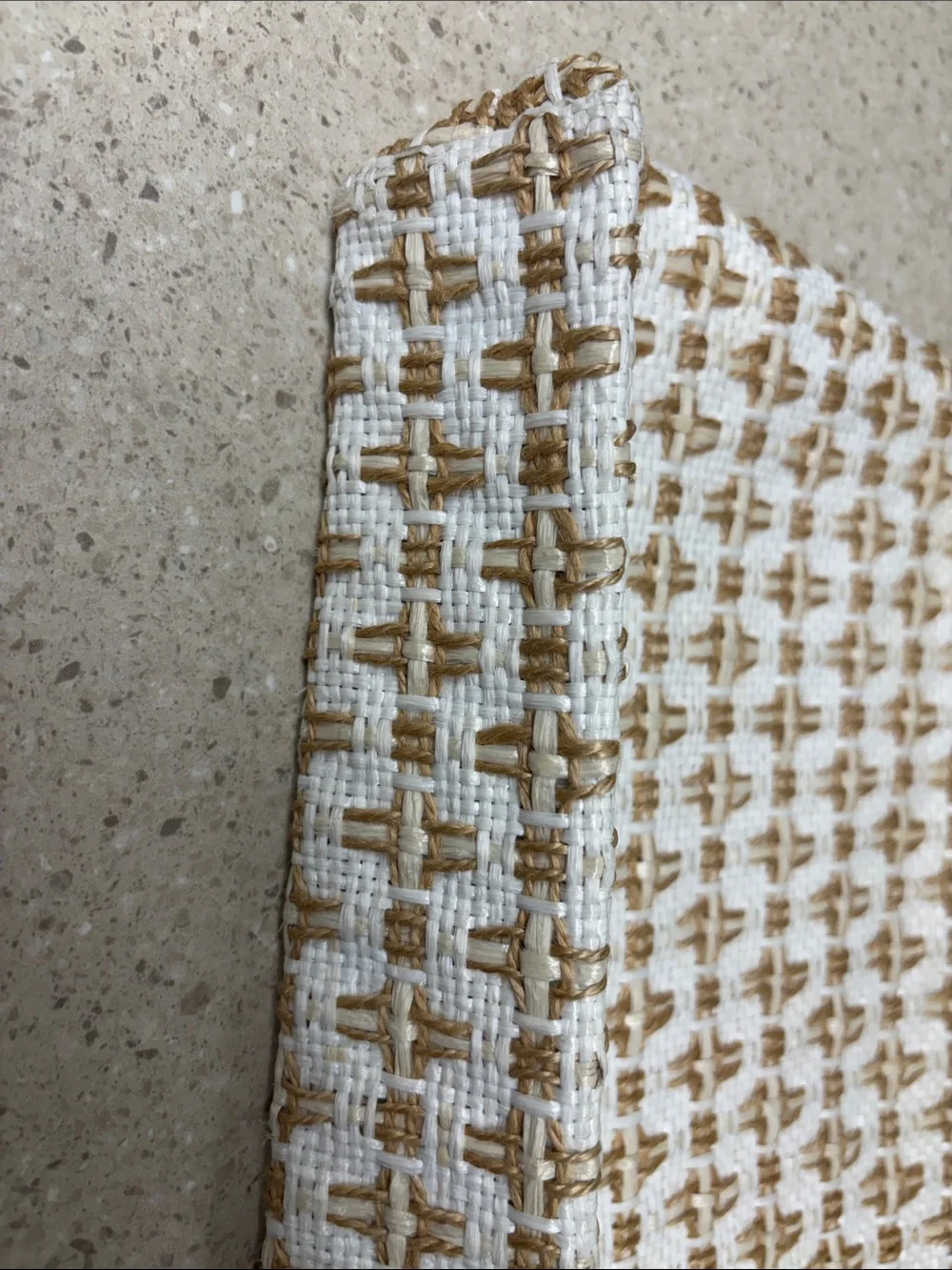 Vintage Woven Straw-Pattern Clutch White and Tan 33 East Imports Made in Japan